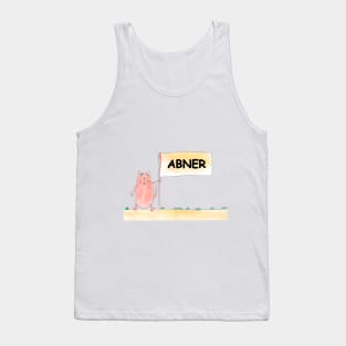 ABNER name. Personalized gift for birthday your friend. Cat character holding a banner Tank Top